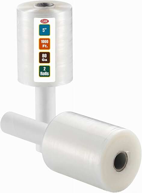 Two 5-inch, 1000-foot heavy-duty stretch wrap rolls