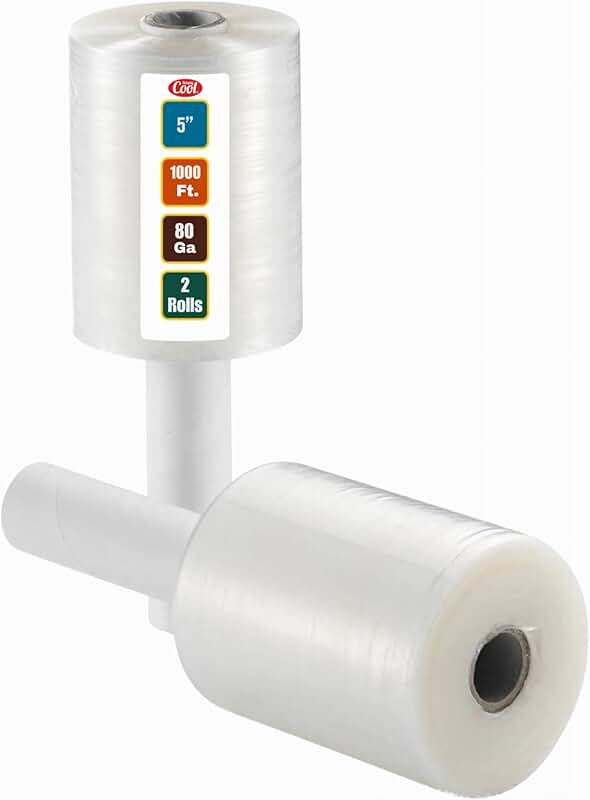 Two 5-inch, 1000-foot heavy-duty stretch wrap rolls