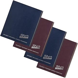 Set of four left-handed college ruled notebooks