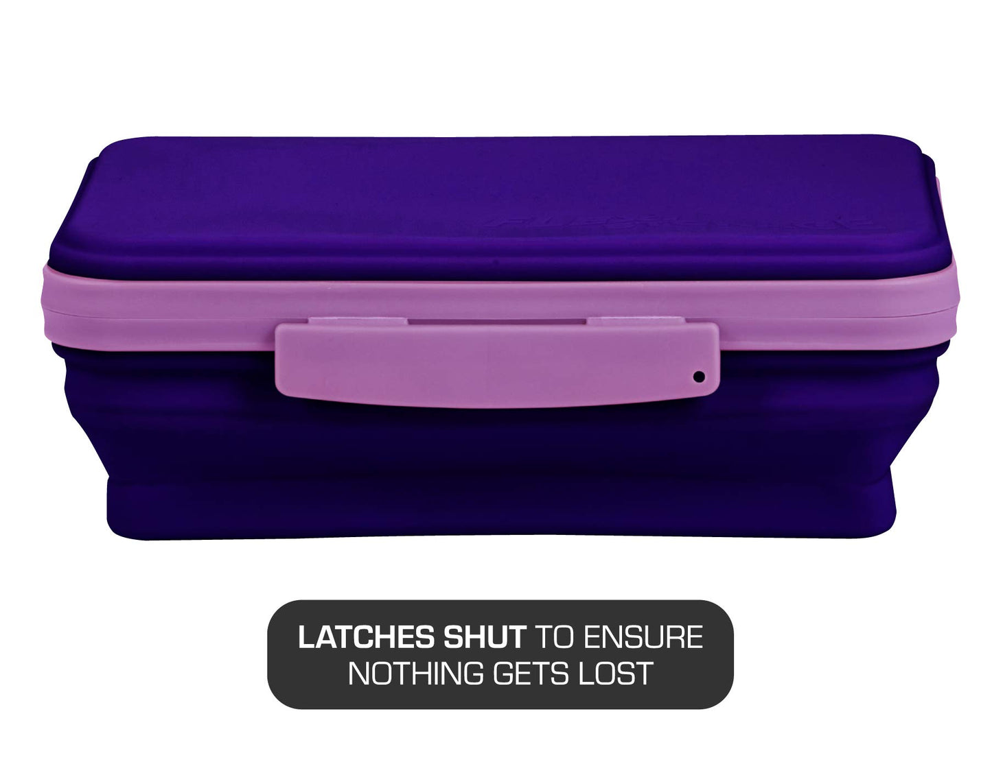 Flexible purple storage box for pencils and supplies