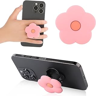 Pink Daisy Flower Collapsible Silicone Phone Grip