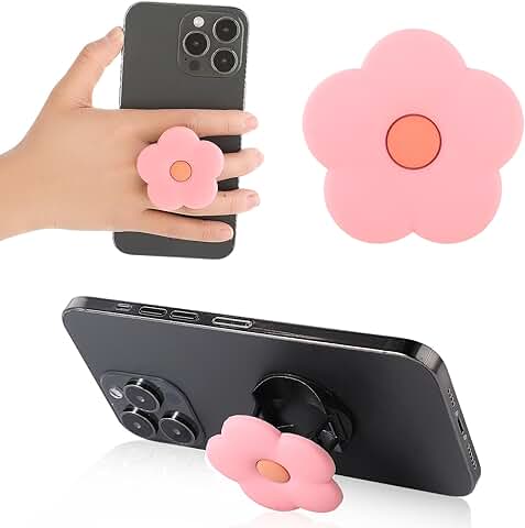 Pink Daisy Flower Collapsible Silicone Phone Grip