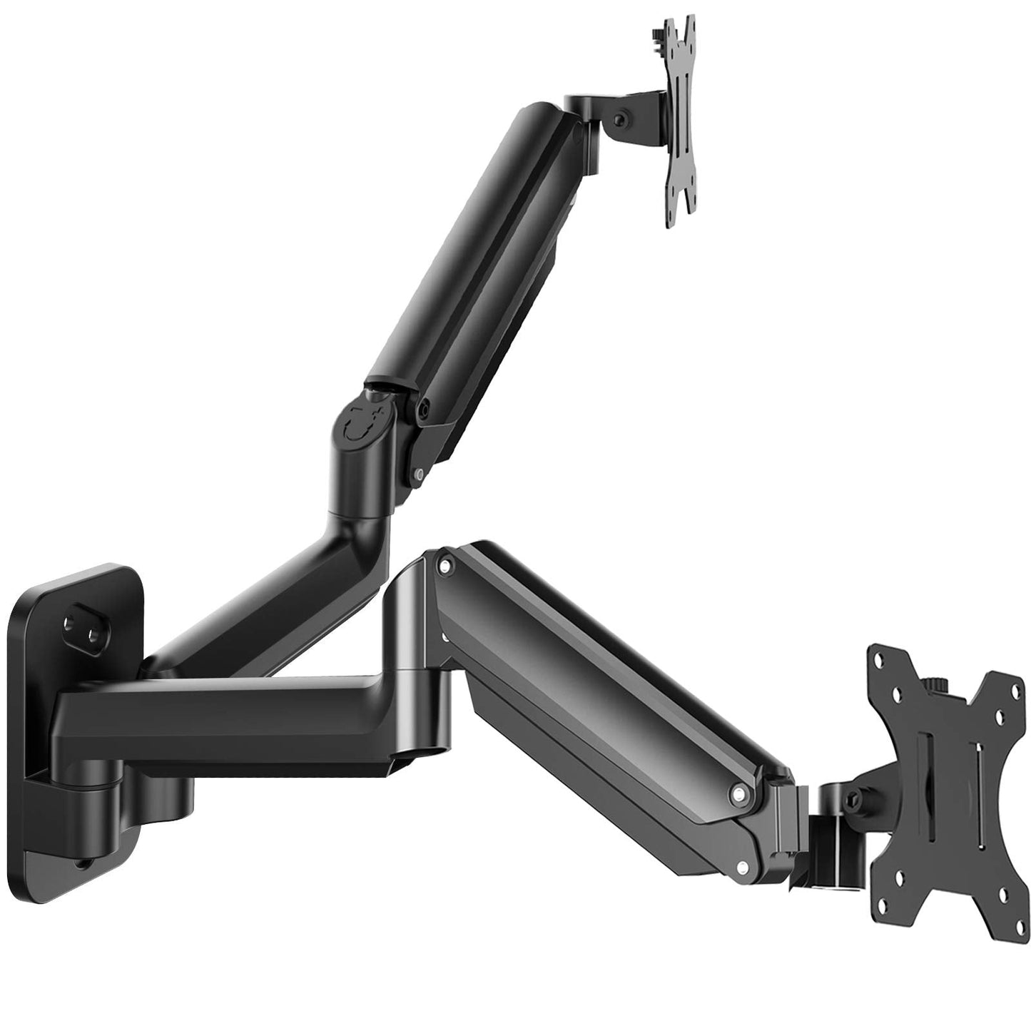 Dual Monitor Wall Mount, Gas Spring Computer Monitor Wall Mount Holds up to 17.6lbs Each Arm,Wall Mount Monitor Arm-with VESA 75x75/100x100 for 17 to 27 Inch Flat/Curved LCD Screen