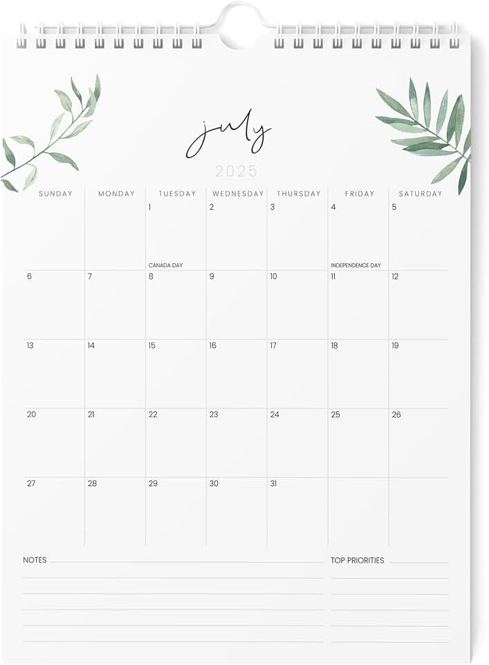 Vertical 2025-2026 Wall Calendar, 8.5x11 inches