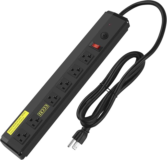 Heavy Duty Power Strip with 6 Outlets and 6 ft Cord