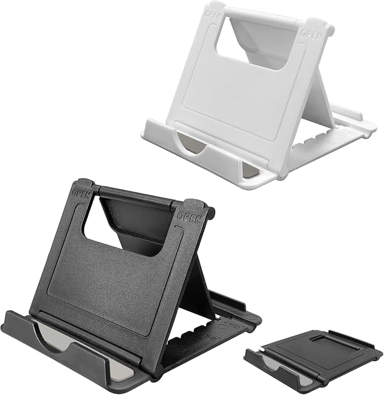Foldable Phone Stand for Desk, Black & White