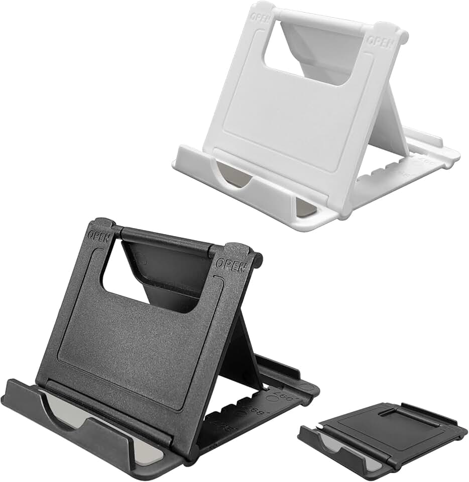 Foldable Phone Stand for Desk, Black & White