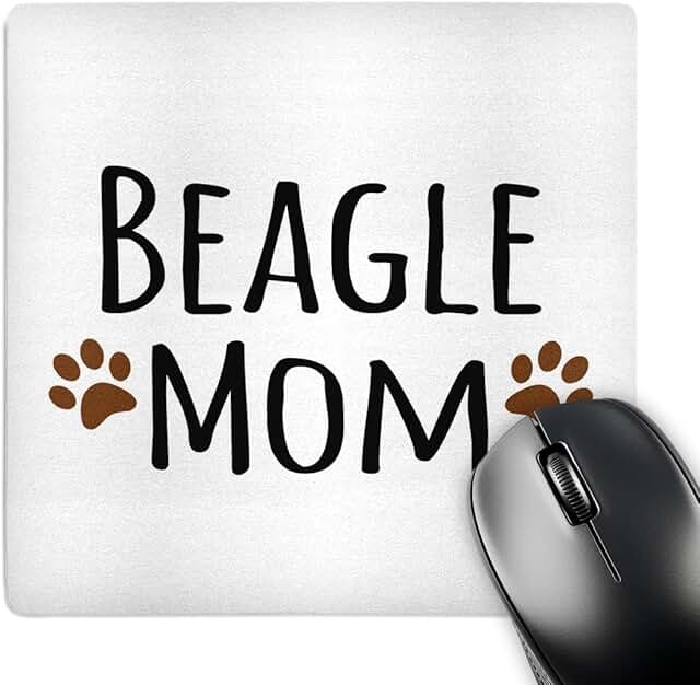 Beagle Dog Mom Mouse Pad with Paw Prints