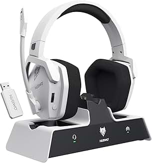 Wireless Gaming Headset with Charging Station and Long Battery