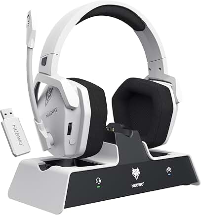 Wireless Gaming Headset with Charging Station and Long Battery