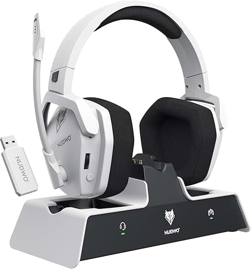 Wireless Gaming Headset with Charging Station and Long Battery