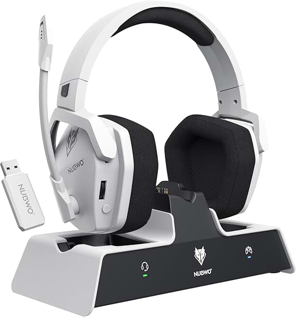 Wireless Gaming Headset with Charging Station and Long Battery