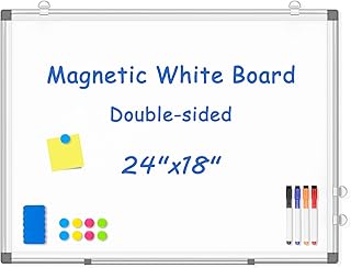 Double-Sided Whiteboard, 24x18 Inches, Magnetic, Wall Mount