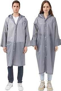 Reusable rain ponchos with hoods for adults and family