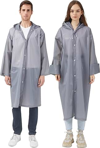 Reusable rain ponchos with hoods for adults and family