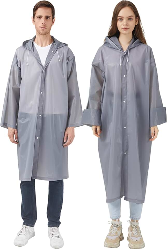 Reusable rain ponchos with hoods for adults and family
