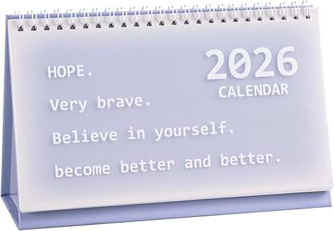 Mini Monthly Desk Calendar, 8.3" x 5.2", Purple