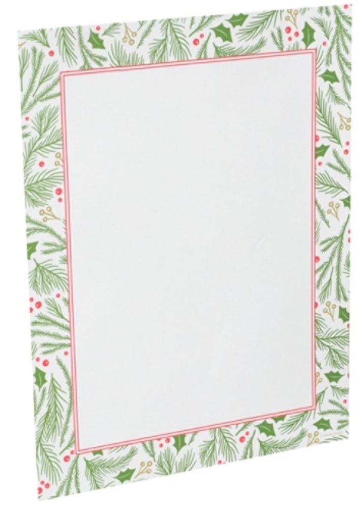 Holiday Stationery Sheets with Holly Bough Border, 80 sheets