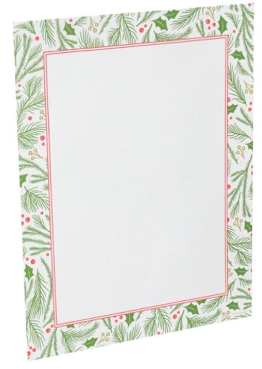 Holiday Stationery Sheets with Holly Bough Border, 80 sheets