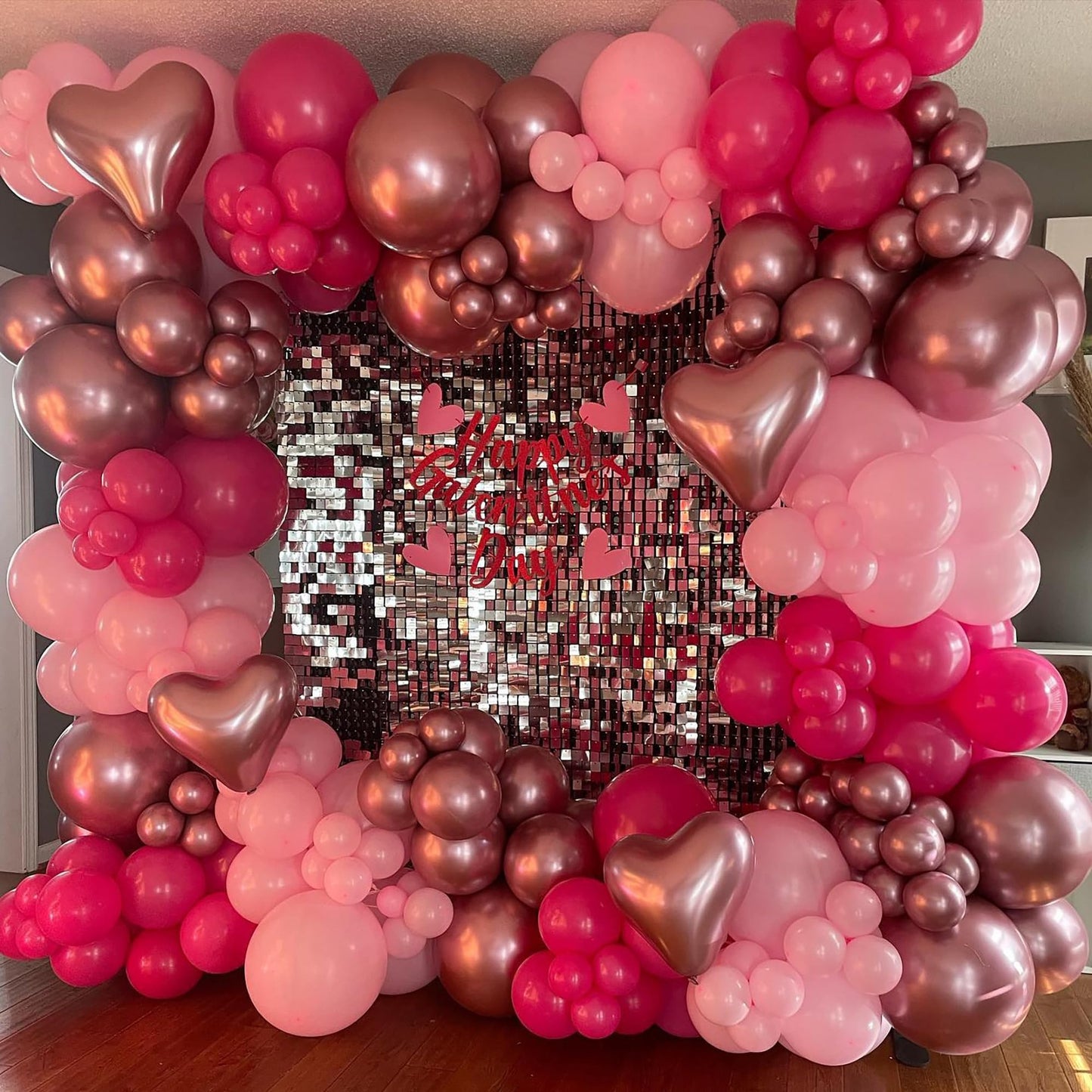 Pink Princess Balloon Arch Kit - 144pcs Hot Pink, Pastel Pink, Metallic Rose Gold Balloons in Various Sizes for Girl's Birthday, Baby Shower, Gender Reveal