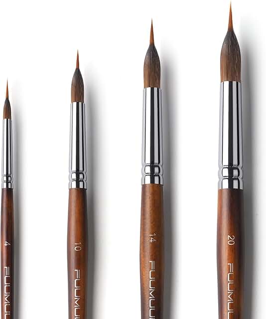 4-Piece Watercolor Brush Set for Fine Detailing