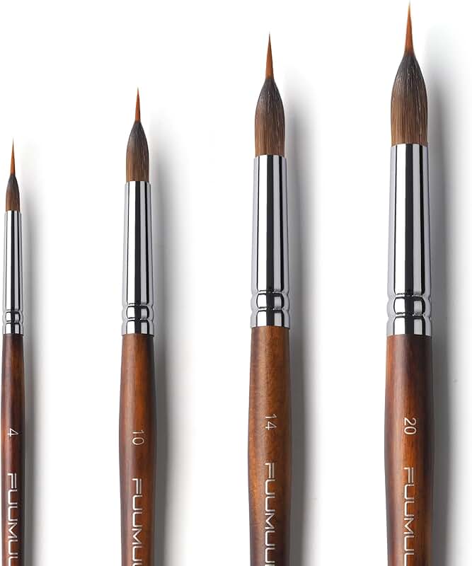 4-Piece Watercolor Brush Set for Fine Detailing