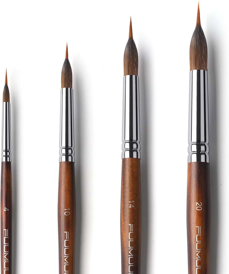4-Piece Watercolor Brush Set for Fine Detailing