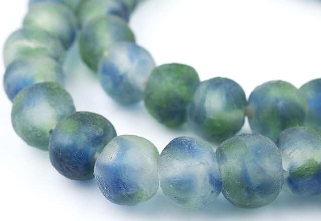 Multicolor Recycled Glass Beads, 14mm, 25-inch Strand