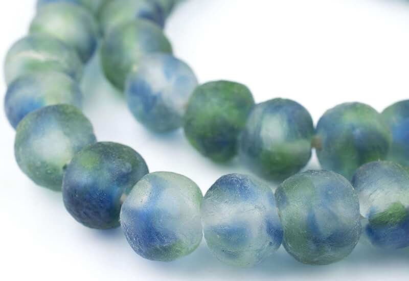 Multicolor Recycled Glass Beads, 14mm, 25-inch Strand