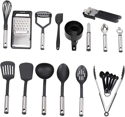 24 Stainless Steel Kitchen Utensils for Nonstick Cookware