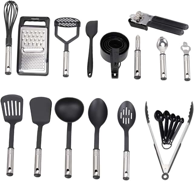 24 Stainless Steel Kitchen Utensils for Nonstick Cookware