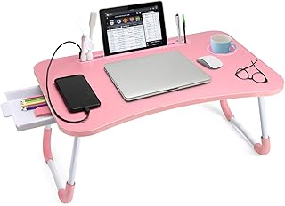 Foldable lap desk with storage and cup holder