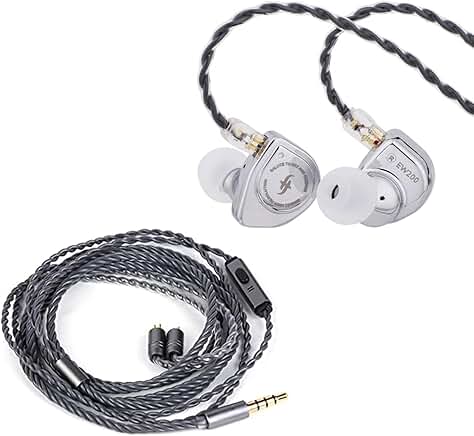 In-Ear Earphones with 10mm Driver and Silver Cable
