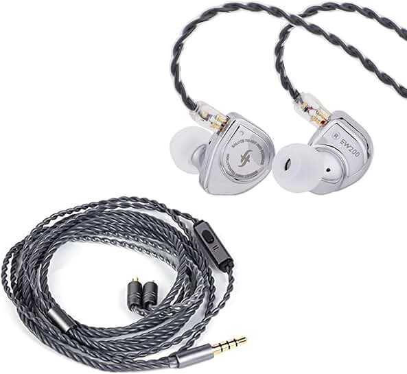 In-Ear Earphones with 10mm Driver and Silver Cable