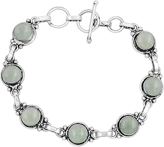 Round Gemstone Silver Bracelet for Women