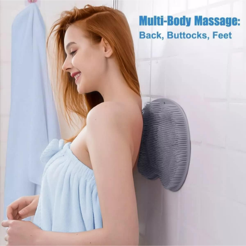 MODAIO Non-Slip Multi-Body Massager and Scrubber for Back, Buttocks, Feet-Scrubber XL Size Mat with Hanger Tag (Gray)