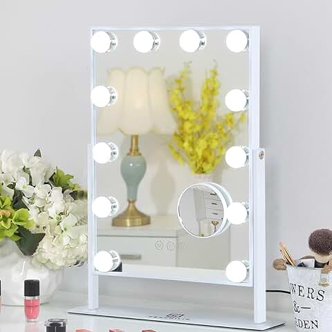 Lighted Makeup Mirror with Touch Control and Magnification