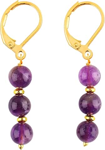 Natural Beads Leverback Earrings with Crystal and Gemstone Beads