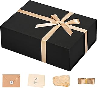 Large Black Gift Box with Magnetic Lid and Accessories