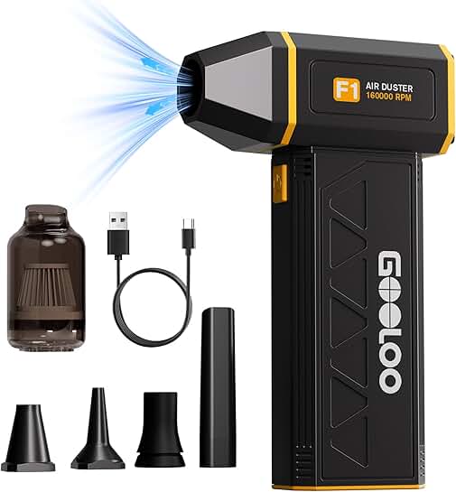 Electric Air Duster with Mini Vacuum and Adjustable Speed