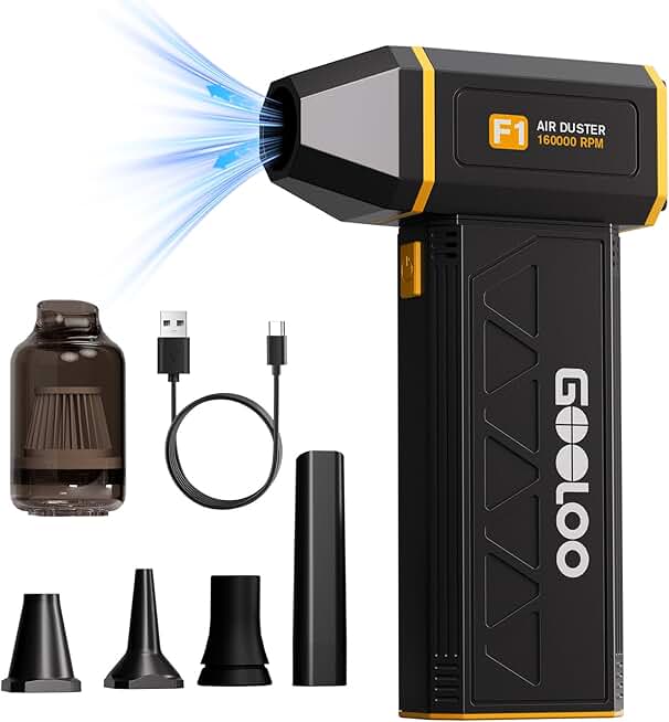 Electric Air Duster with Mini Vacuum and Adjustable Speed