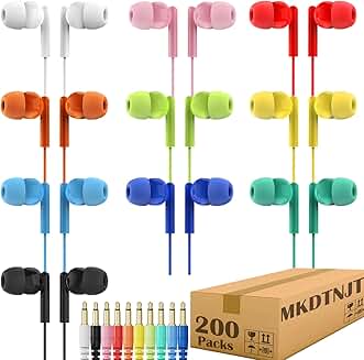 200 Pack Wired Earbuds for Classroom Use