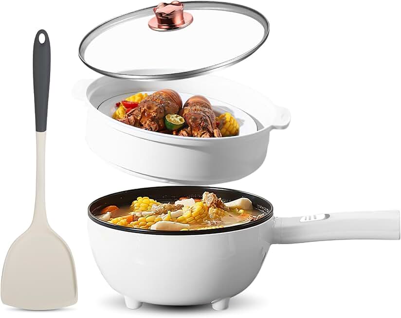 Portable Electric Hot Pot with Non-Stick Pan and Steamer