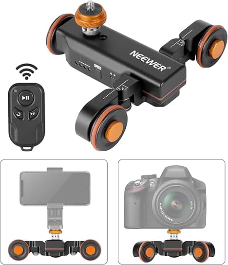 Wireless 3-Wheel Motorized Camera Dolly with Remote