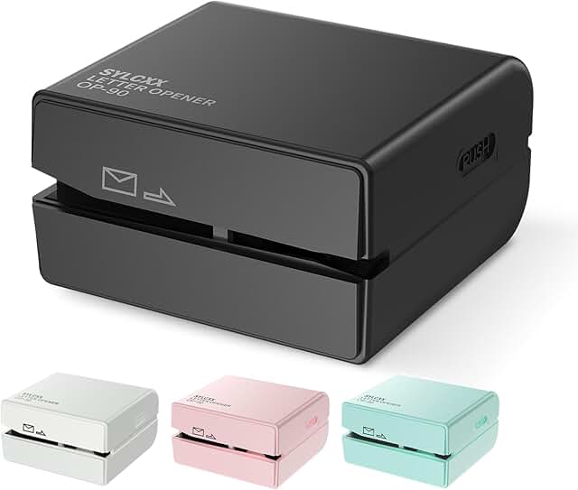Battery-powered letter opener for office and home