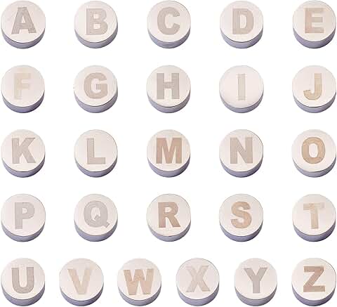 26 Alphabet Flat Round Spacer Beads for Jewelry Making