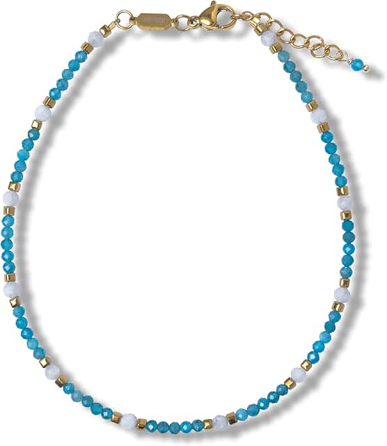 Colorful gemstone adjustable anklet for women, 9.5 inches