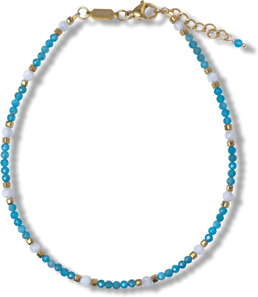 Colorful gemstone adjustable anklet for women, 9.5 inches
