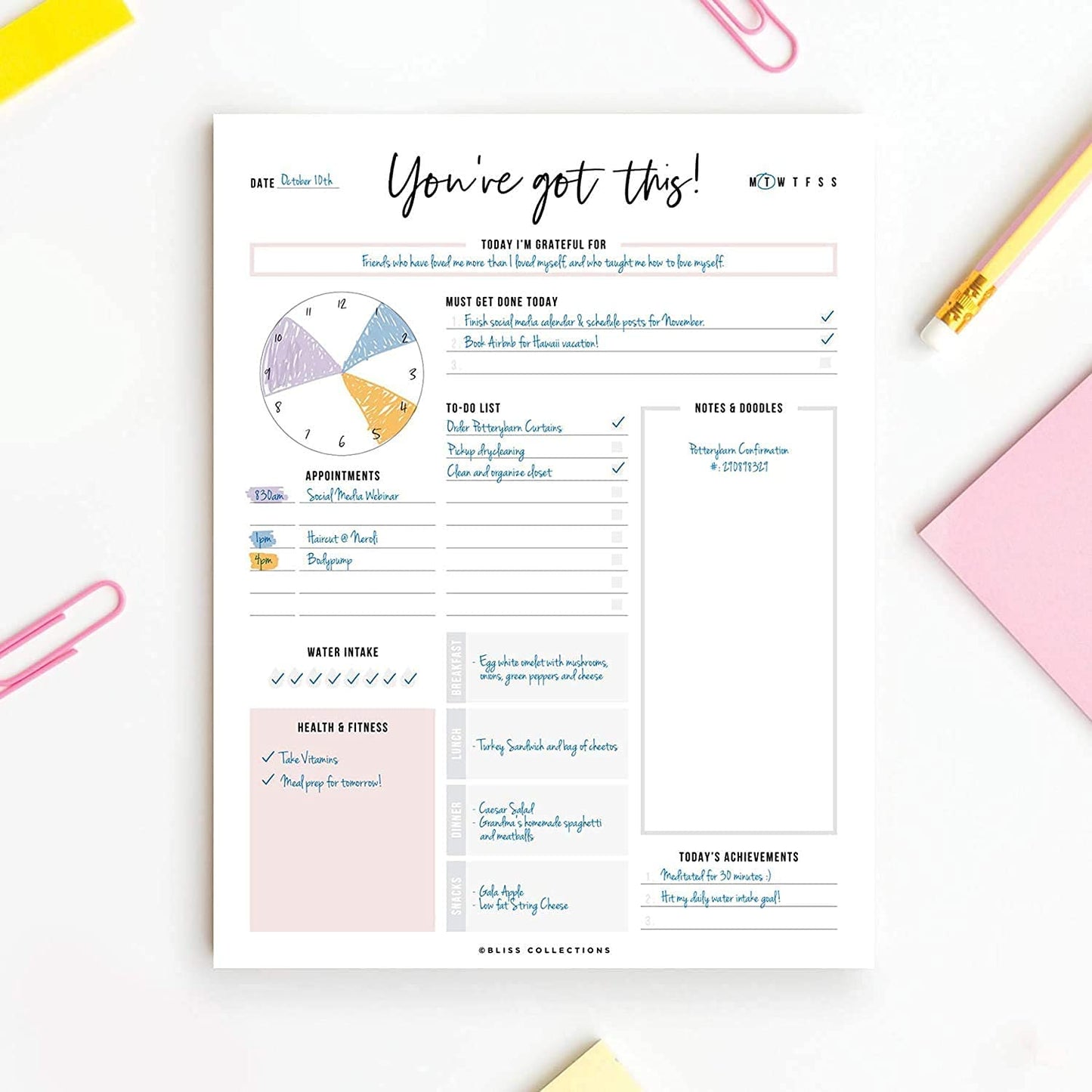 Undated Daily Planner with 50 Tear-Off Sheets