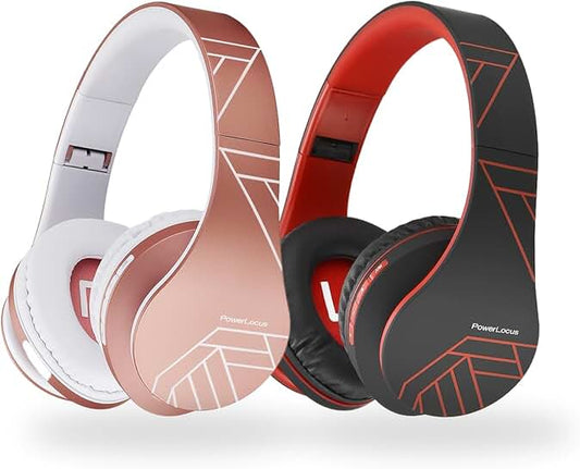 Wireless Over-Ear Headphones Bundle in Rose Gold and Black/Red